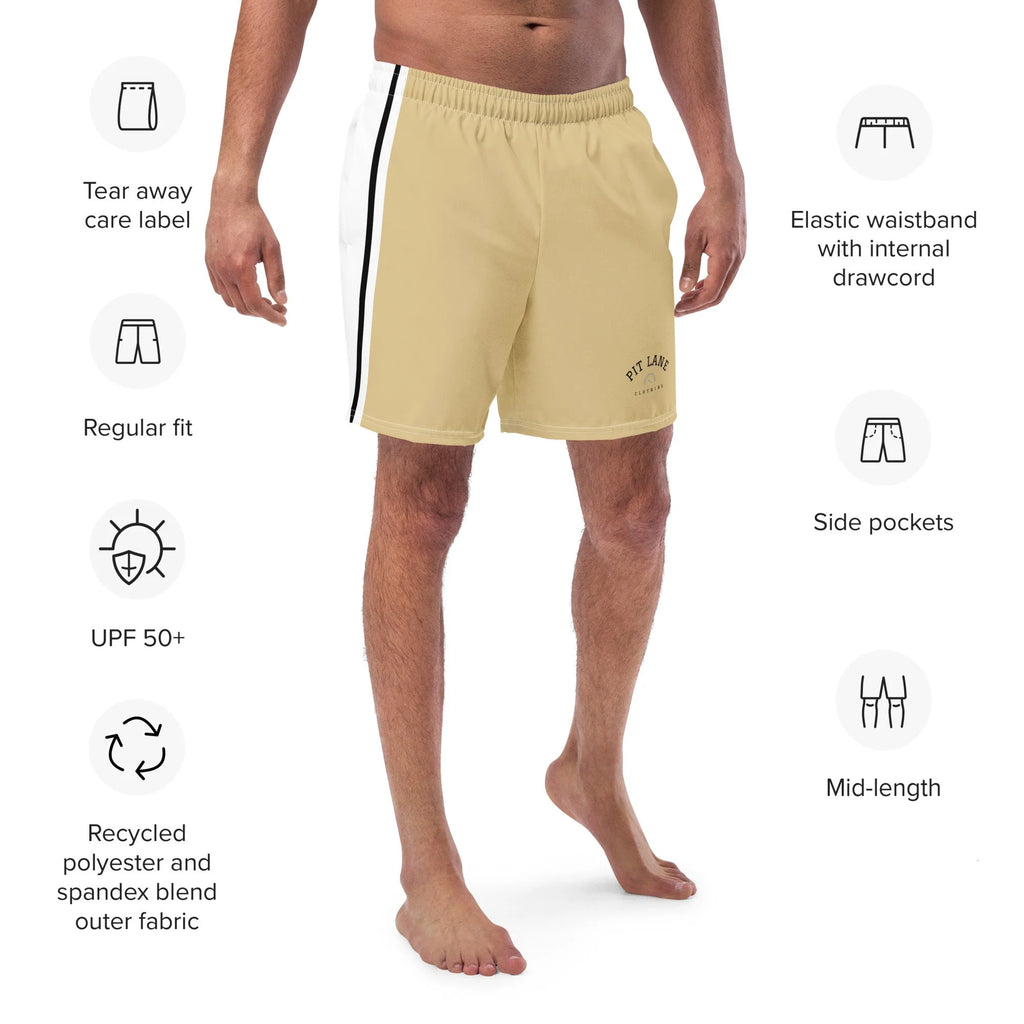 Pit Lane Clothing: European style swim trunks - Sandtrap