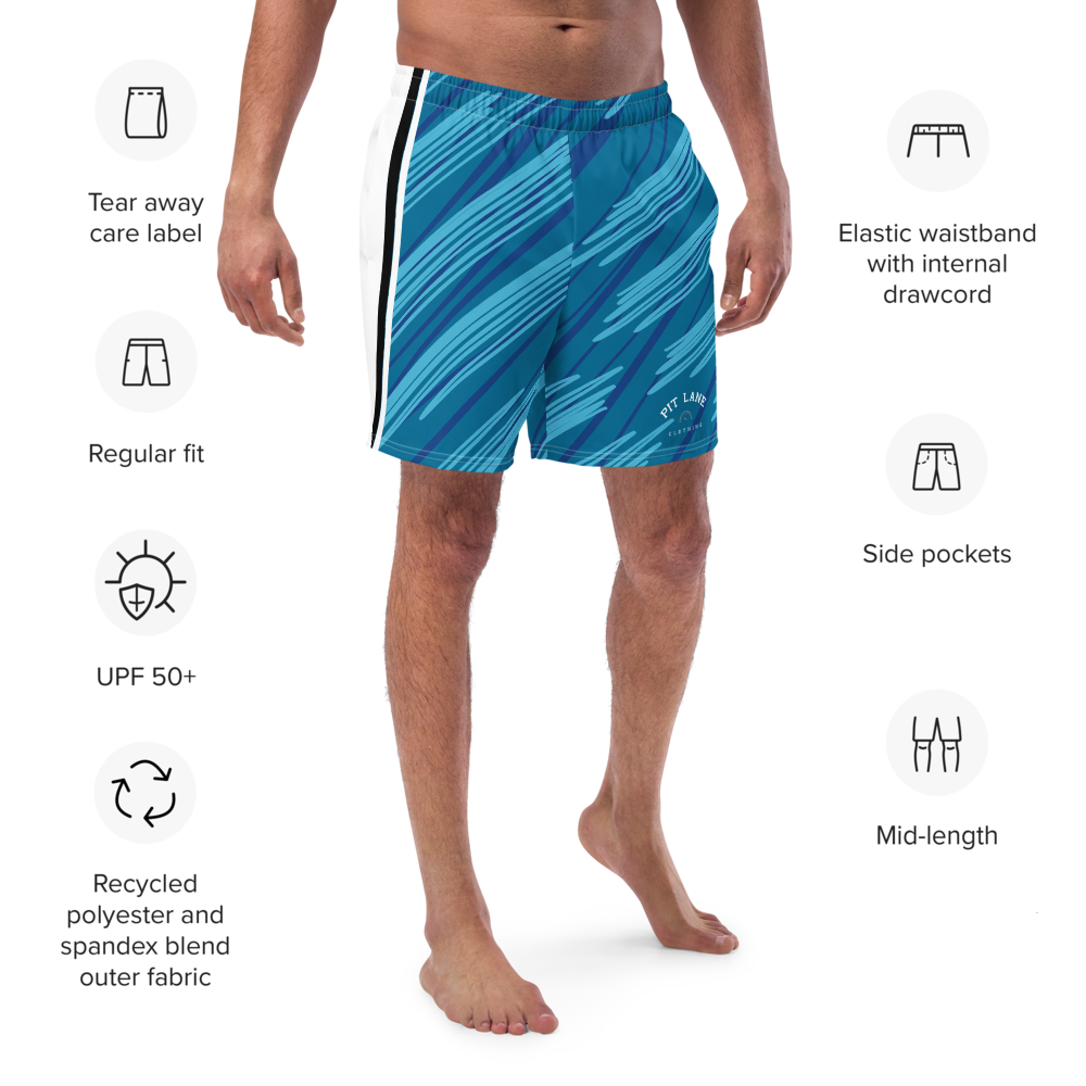 Pit Lane Clothing: European style swim trunks - Marshal Blue