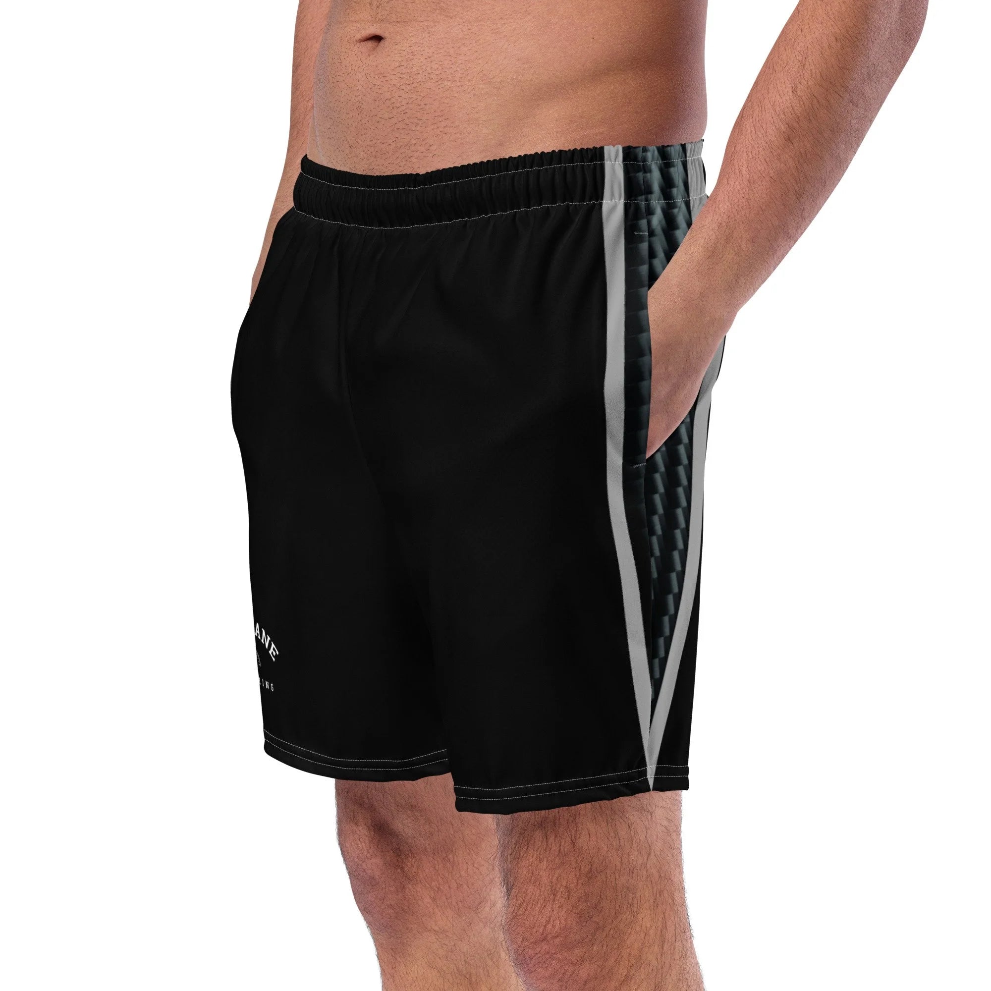 Pit Lane Clothing: European style swim trunks- Carbon fibre /black