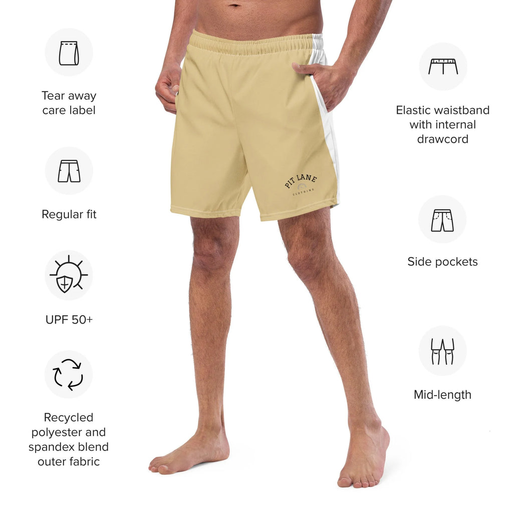 Pit Lane Clothing: European style swim trunks - Sandtrap