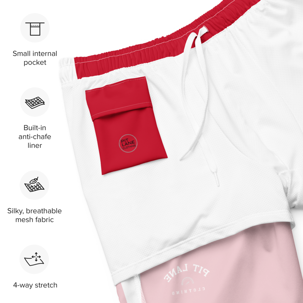 Pit Lane Clothing: European style swim trunks - Red flag