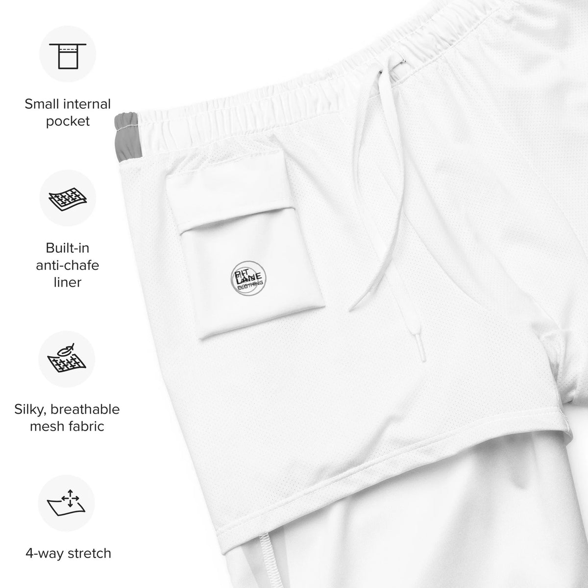 Pit Lane Clothing: European style swim trunks - white flag