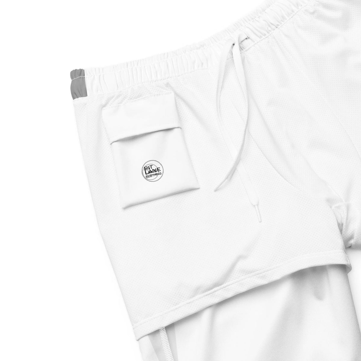 Pit Lane Clothing: European style swim trunks - white flag