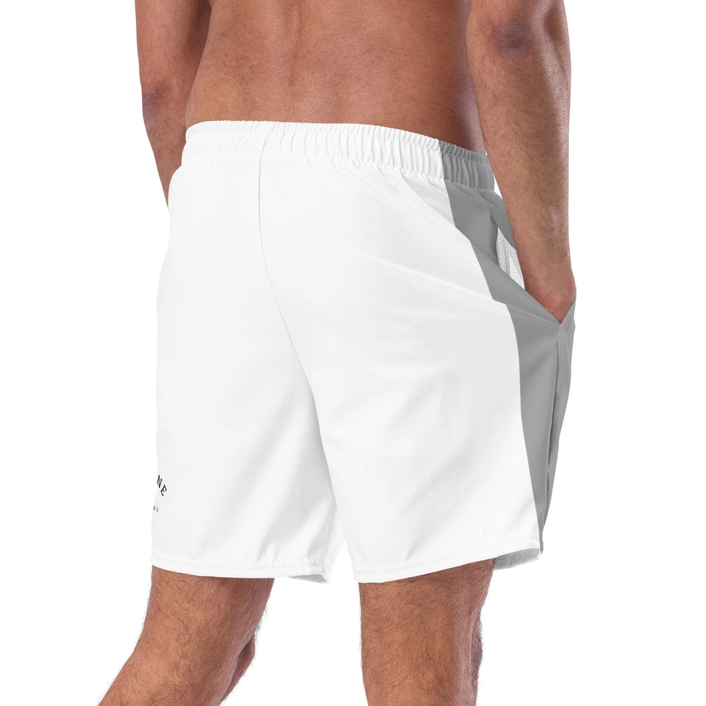 Pit Lane Clothing: European style swim trunks - white flag