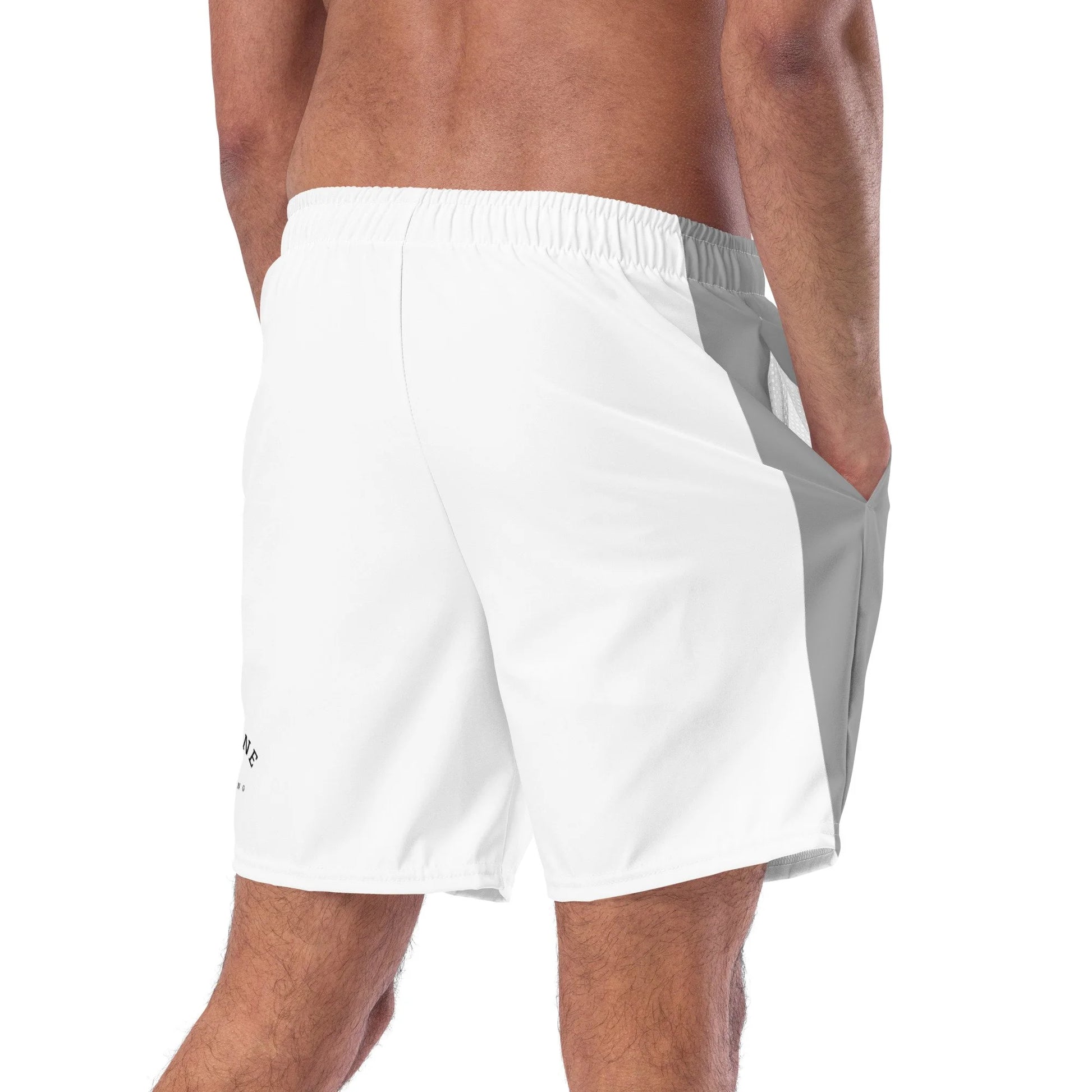 Pit Lane Clothing: European style swim trunks - white flag