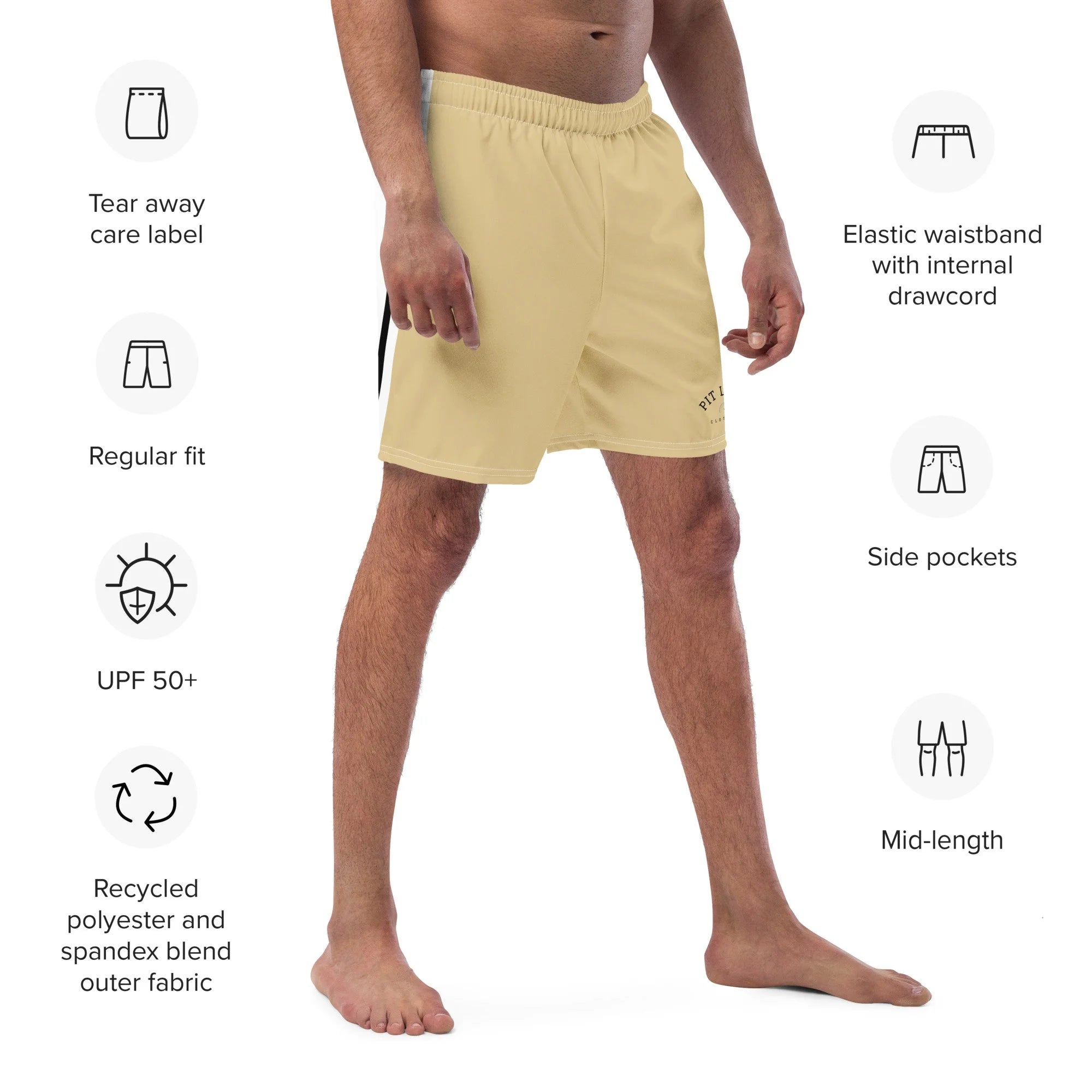 Pit Lane Clothing: European style swim trunks - Sandtrap