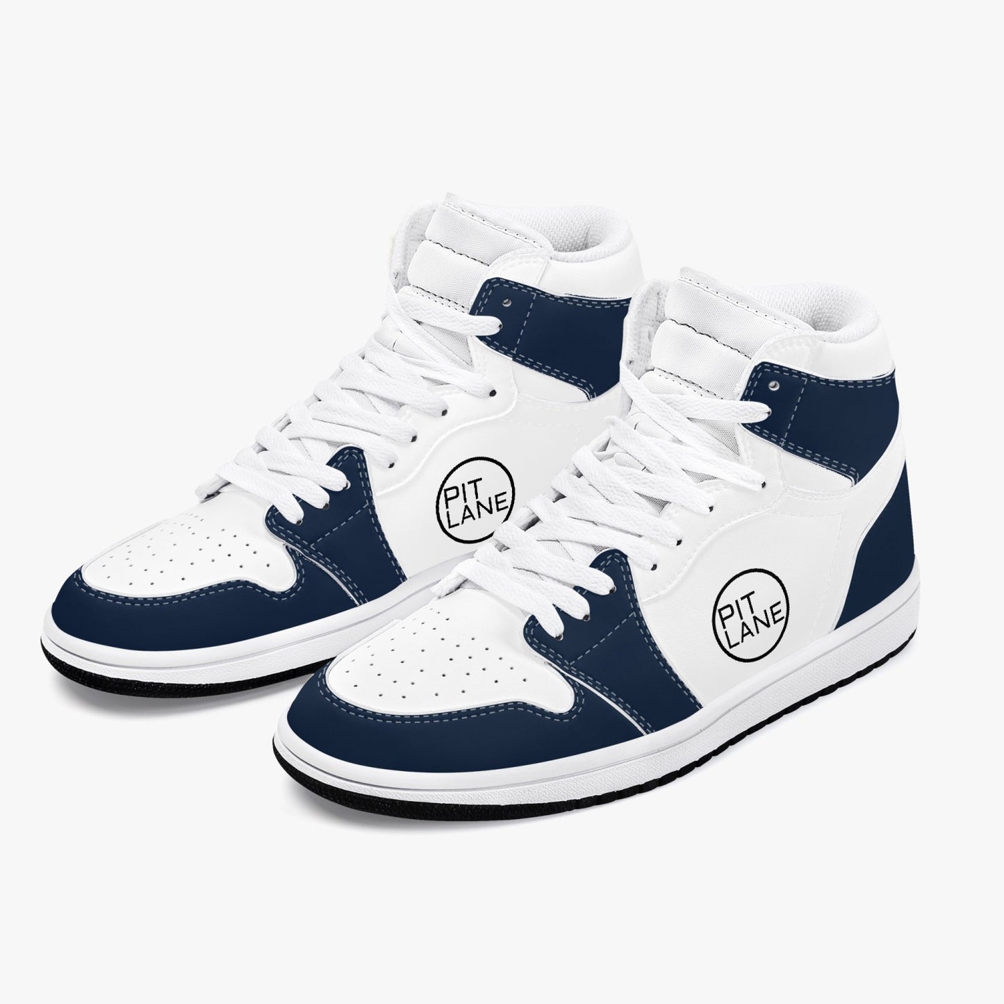 PIT LANE CLOTHING High-Top Leather Sneakers - Dark Navy