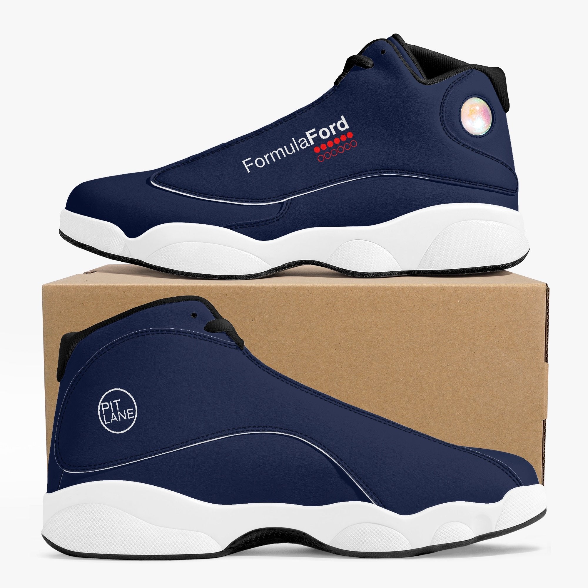 Formula Ford Official 'Shark'  High Top Leather sneakers - Navy Blue / white