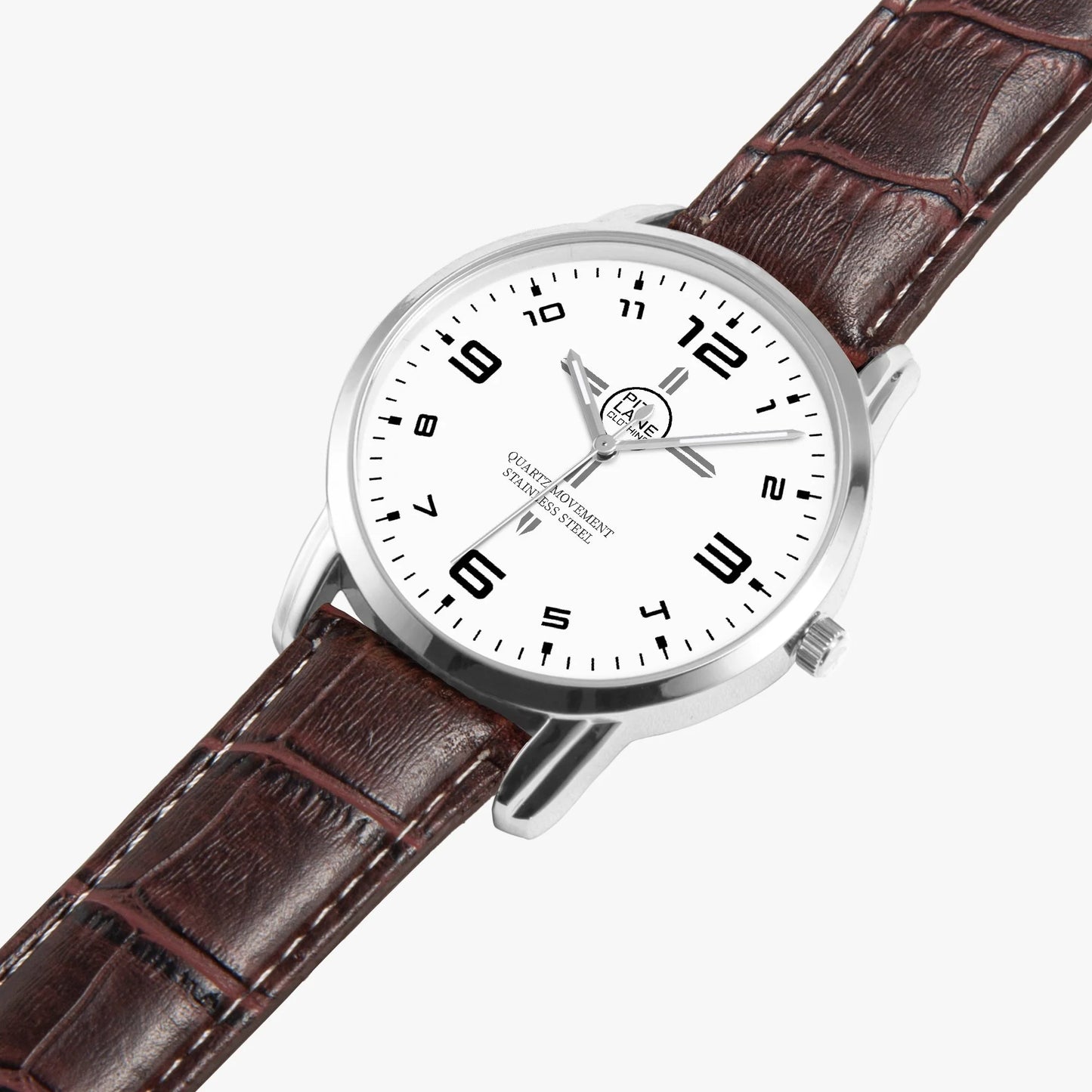 Pit Lane Clothing:  'Sprint' stainless steel watch - Brown Leather