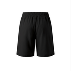 Black athletic shorts with an elastic waistband, shown from the back on a plain white background.