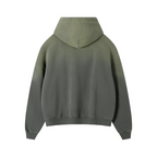 Pit Lane Clothing: 400 GSM Heavyweight Frayed Sunfade Box Fleece Hoodie - Green/Grey