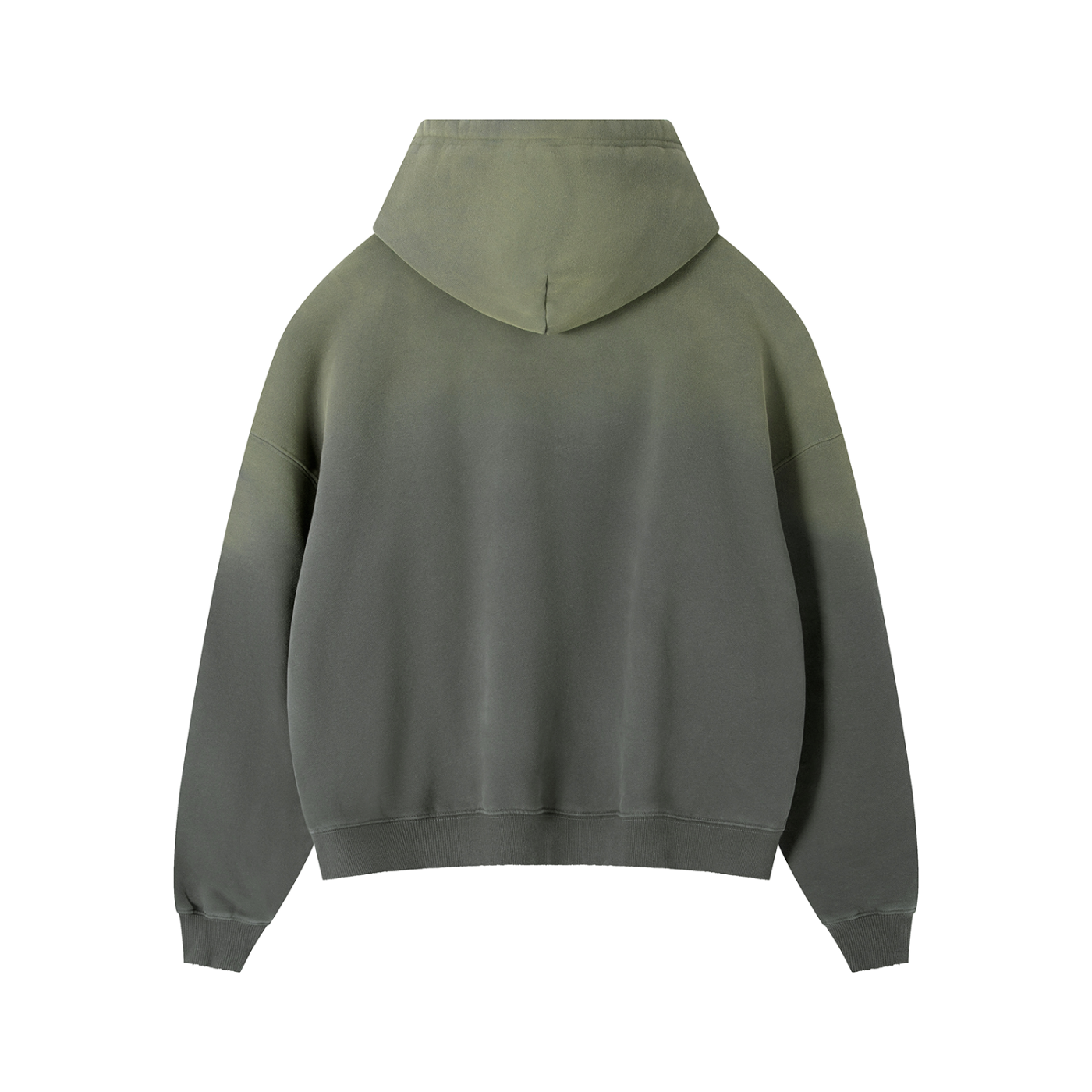 Pit Lane Clothing: Heavyweight Frayed Sunfade Box Fleece Hoodie - Green/Grey