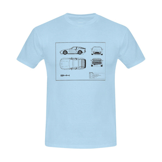 944 CHALLENGE 100% cotton 944 outline straight T-shirt - Sky blue - Fitted