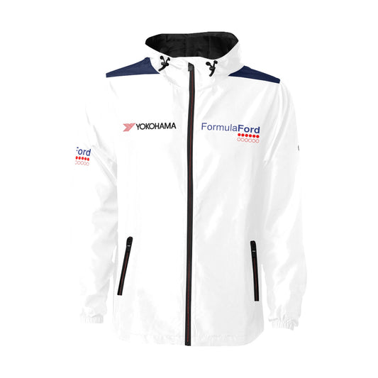 FORMULA FORD Official Waterproof + Quilted windbreaker jacket with hood - circuit white