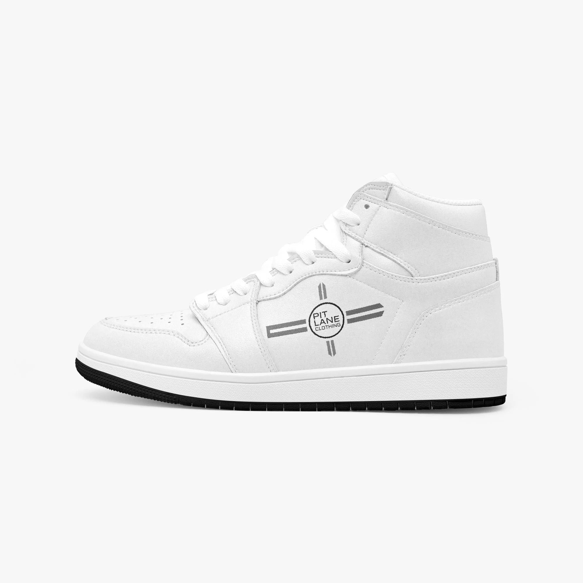 Pit Lane Clothing: 'Slayer' High Top leather sneakers - White