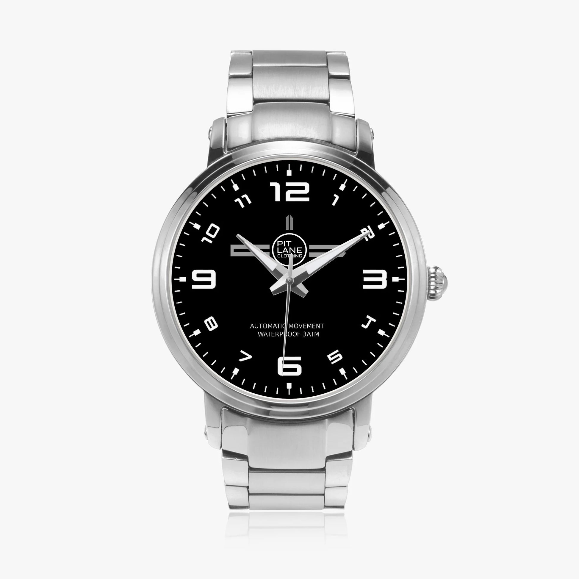 Pit Lane Clothing:  'Blade' stainless steel watch - Black metal band