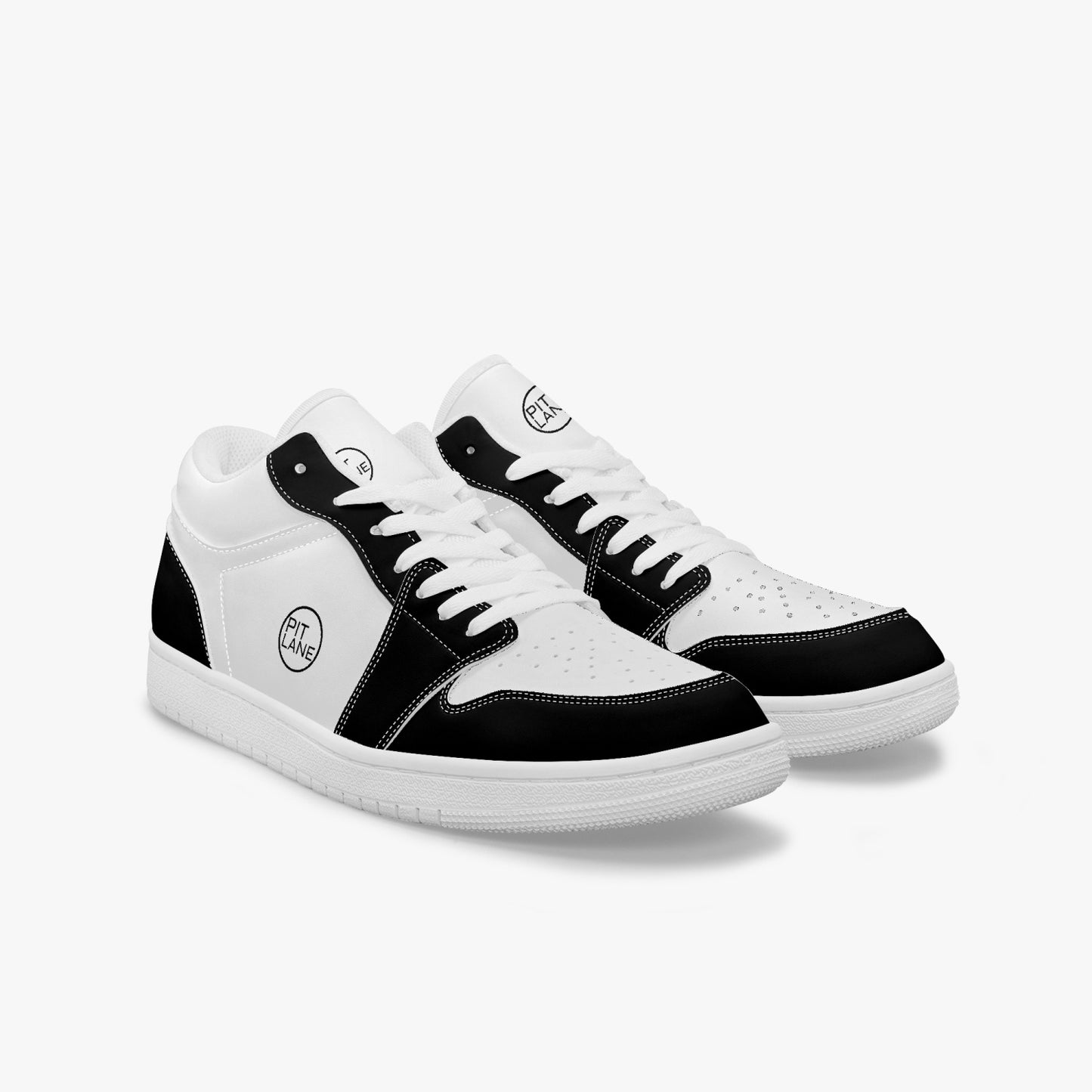PIT LANE CLOTHING Black White Street Leather Sneakers