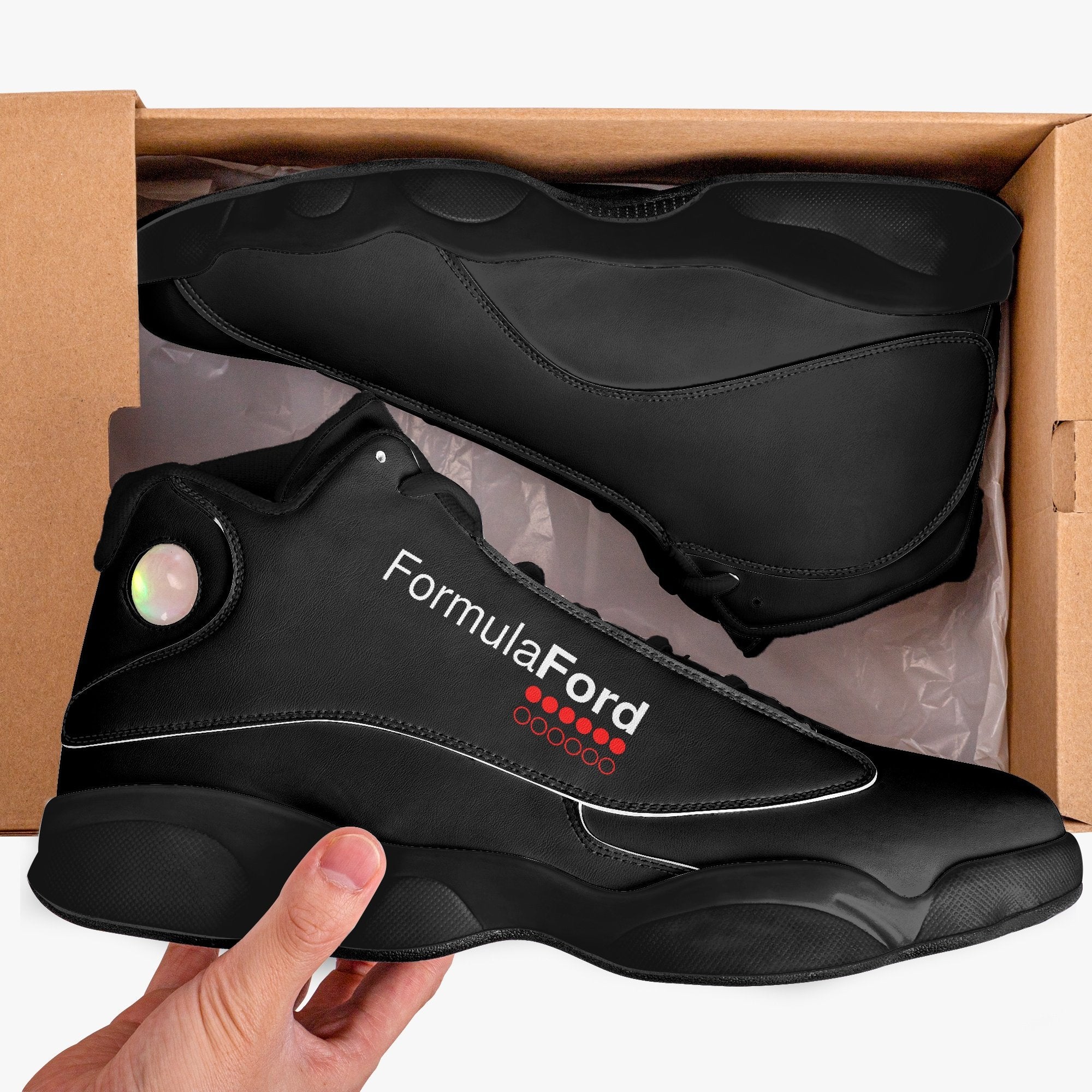 Formula Ford Official 'Shark'  High Top Leather sneakers - Full carbon / black