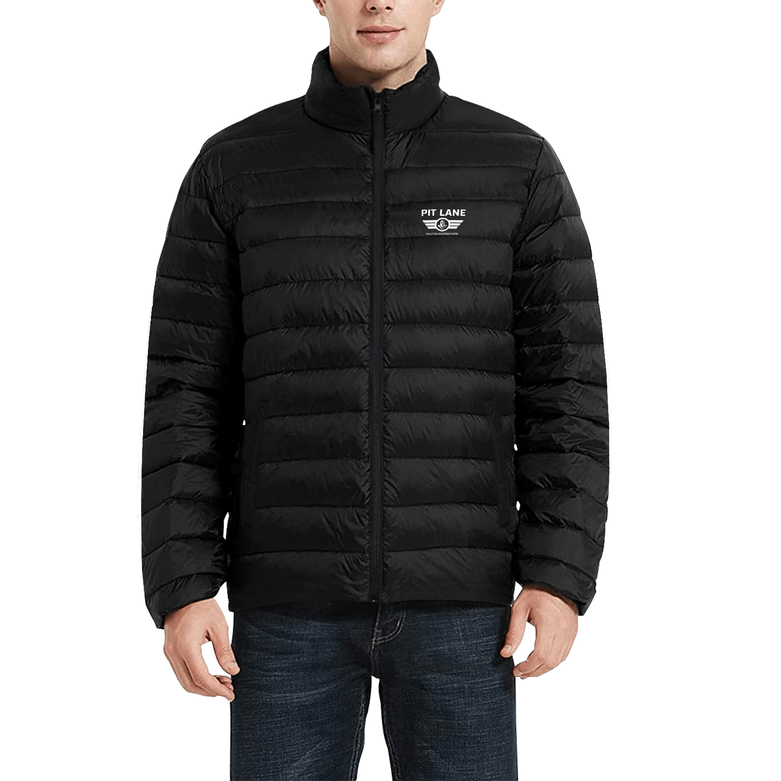 Pit Lane Clothing Quilted Puffer Race Jacket – Black