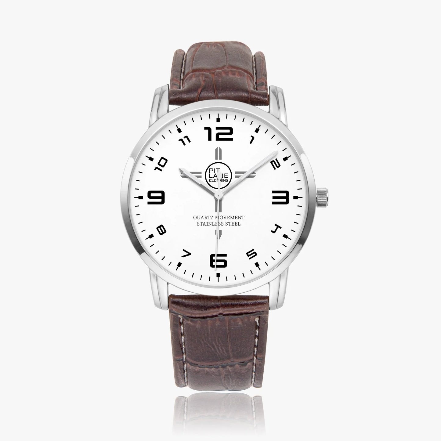 Pit Lane Clothing:  'Sprint' stainless steel watch - Brown Leather
