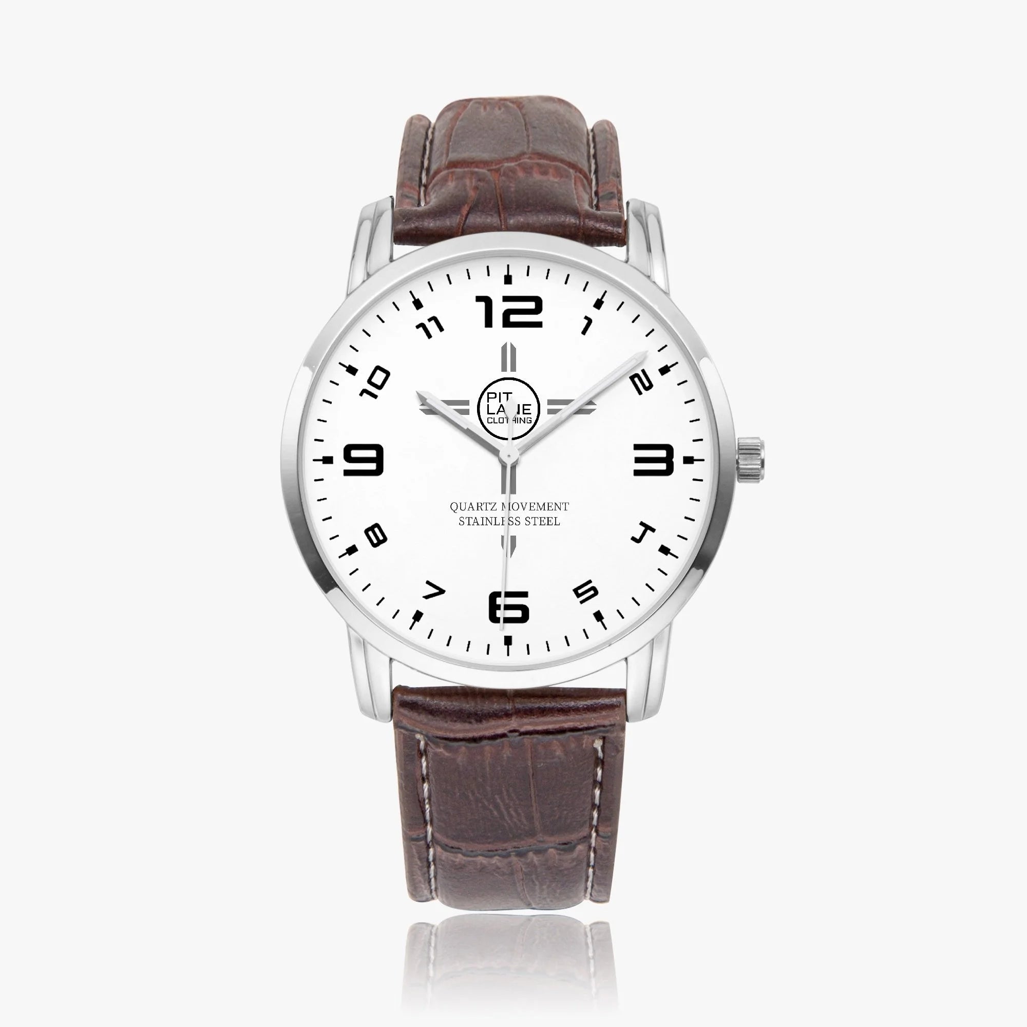 Pit Lane Clothing:  'Sprint' stainless steel watch - Brown Leather