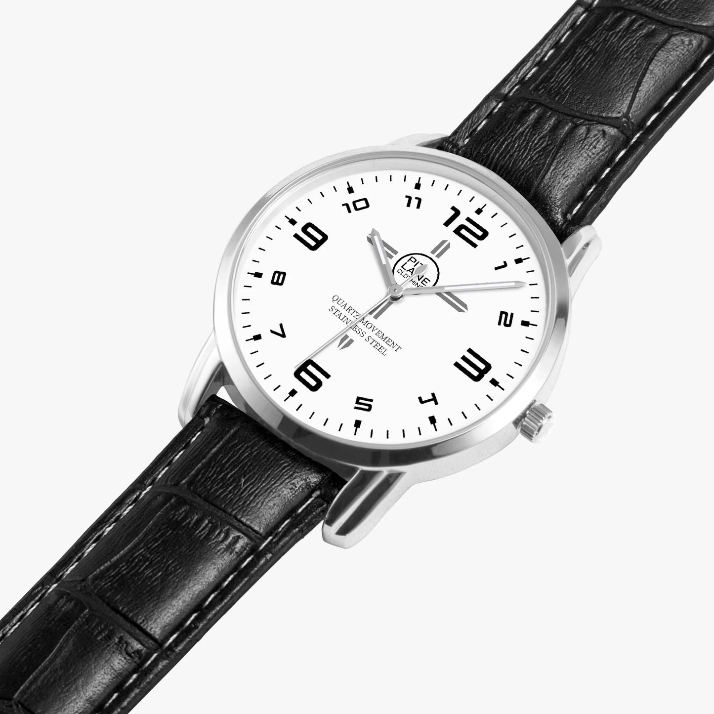 Pit Lane Clothing:  'Sprint' stainless steel watch - Leather strap