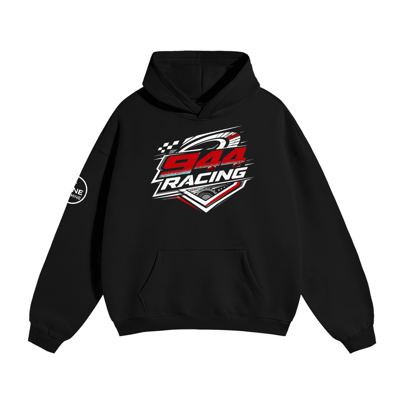 944 Racing Association - Official Fleece Hoodie - 944 red racing colour logo - black