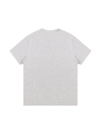 A light gray heather short-sleeve t-shirt shown from the back, photographed flat against a solid white background.