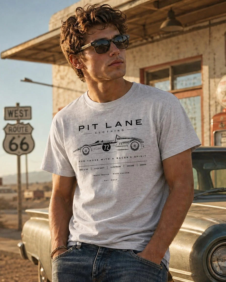Pit Lane Clothing: Pure Cotton T-Shirt - Original - grey