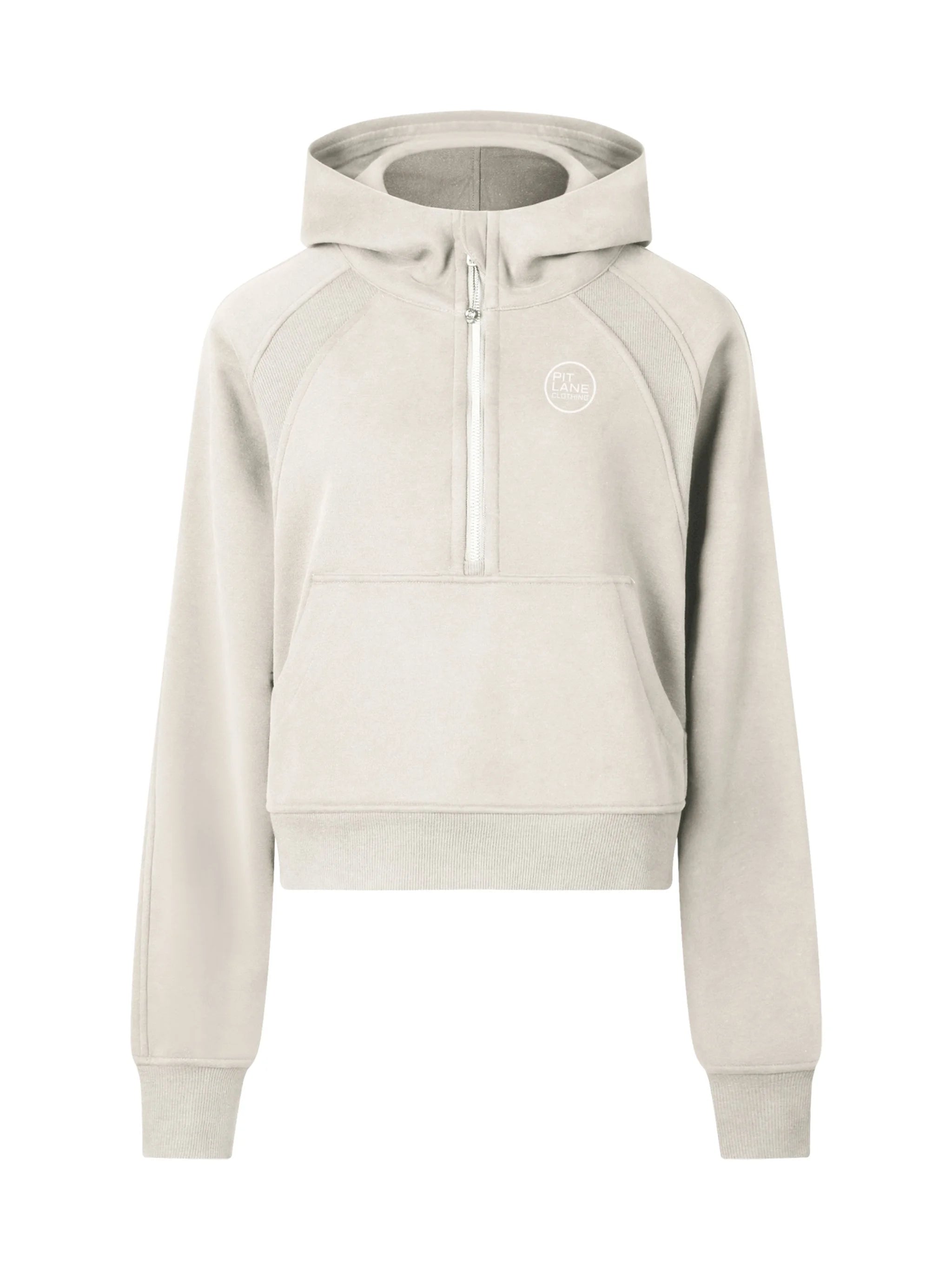 Pit Lane Clothing: Womens Track Cropped Half-Zip Hoodie - Sand