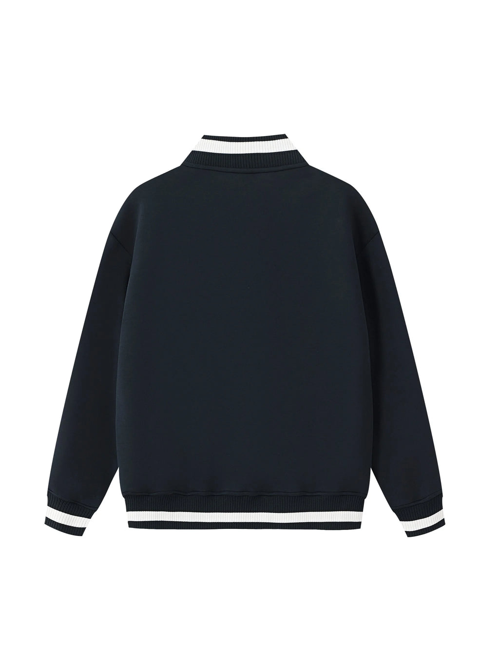 Pit Lane Clothing: Contrast Piping Zip Bomber Jacket - Navy Blue