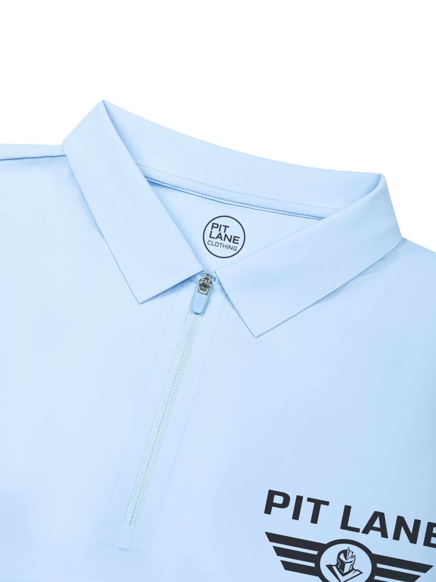 Pit Lane Clothing: Quarter-Zip Performance Polo Shirt - Sky Blue