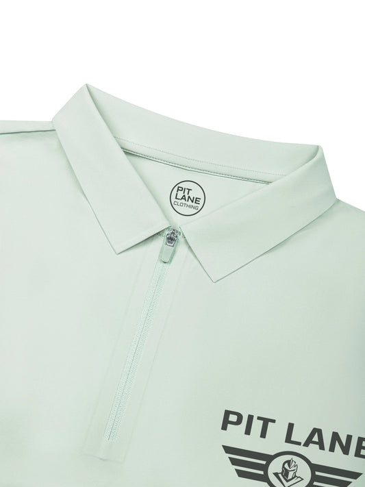 Pit Lane Clothing: Quarter-Zip Performance Polo Shirt - Light Green
