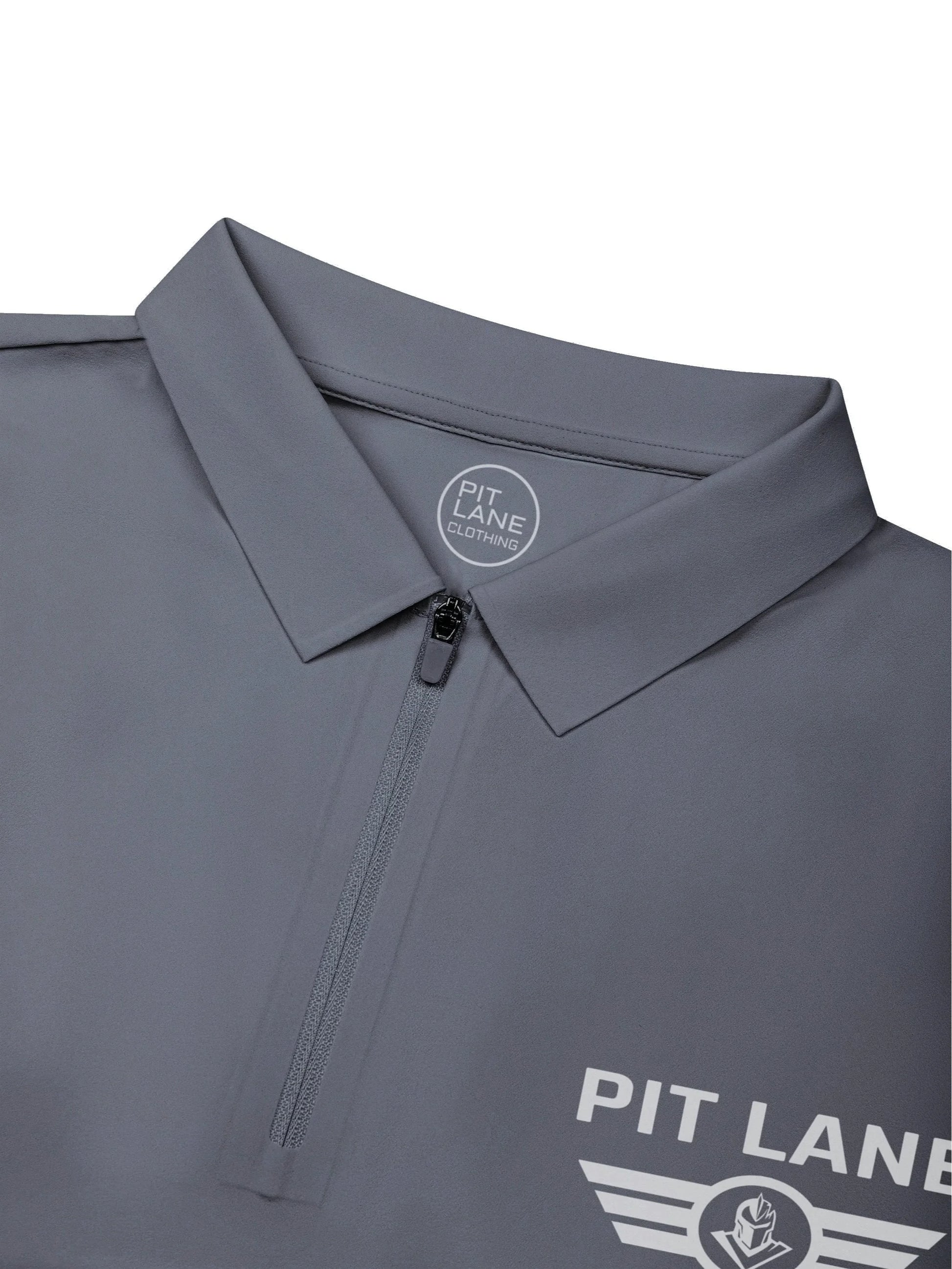 Pit Lane Clothing: Quarter-Zip Performance Polo Shirt - Titanium