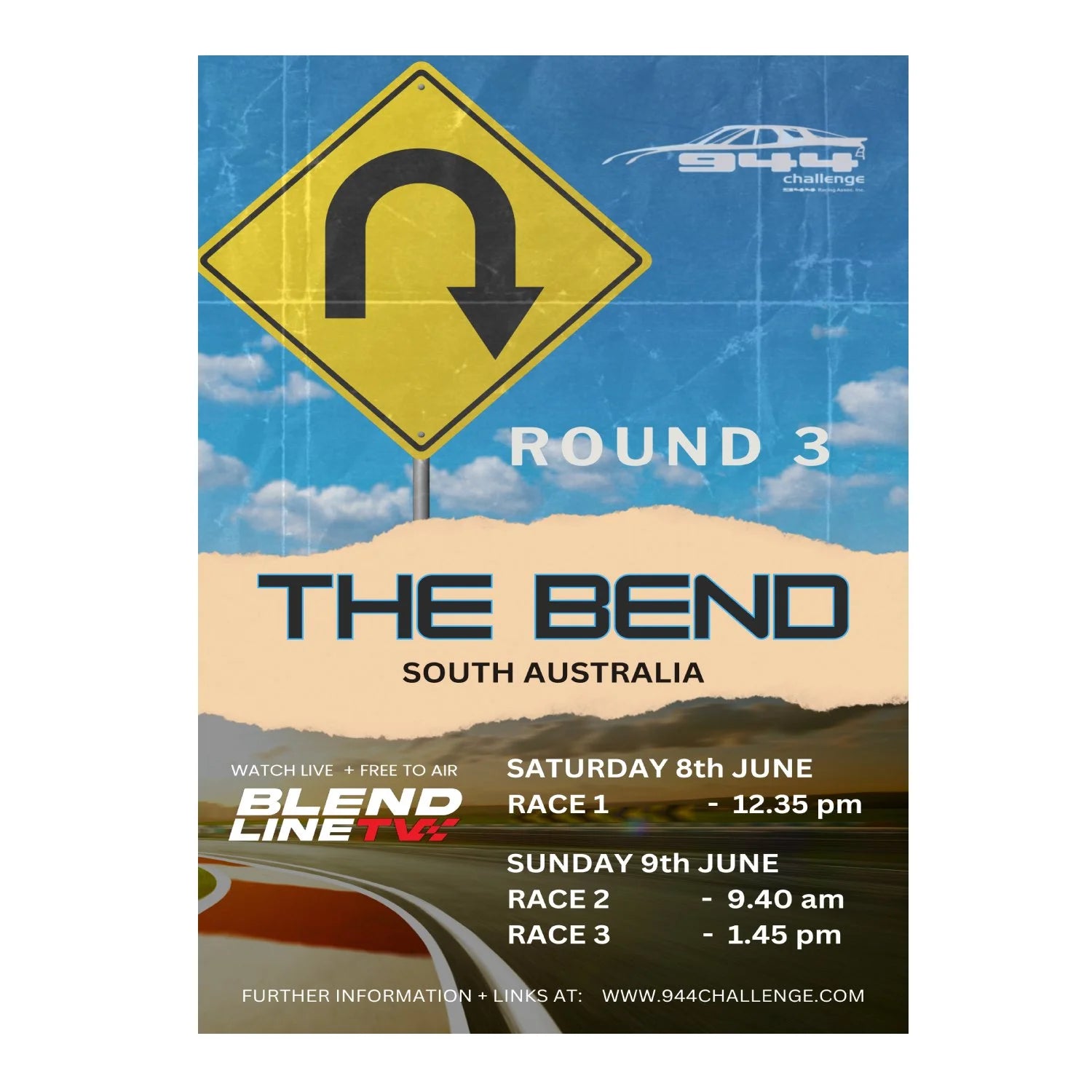 944 Challenge Series Official Event Poster - 2024 ROUND 4 - THE BEND