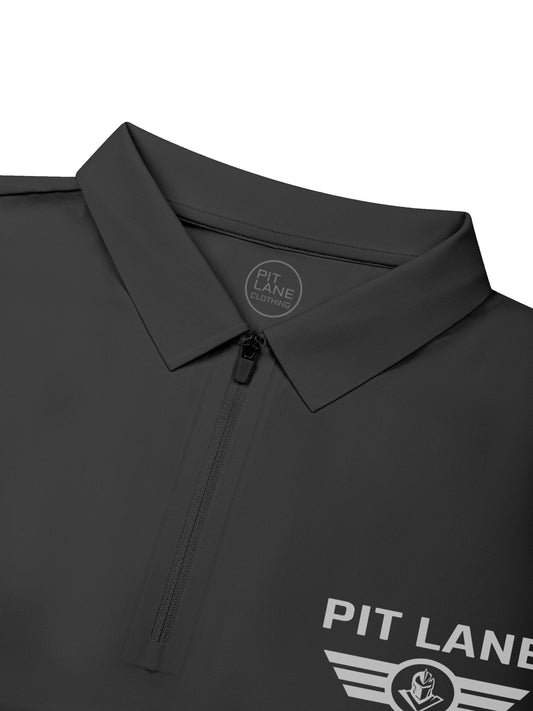 Pit Lane Clothing: Quarter-Zip Performance Polo Shirt - carbon