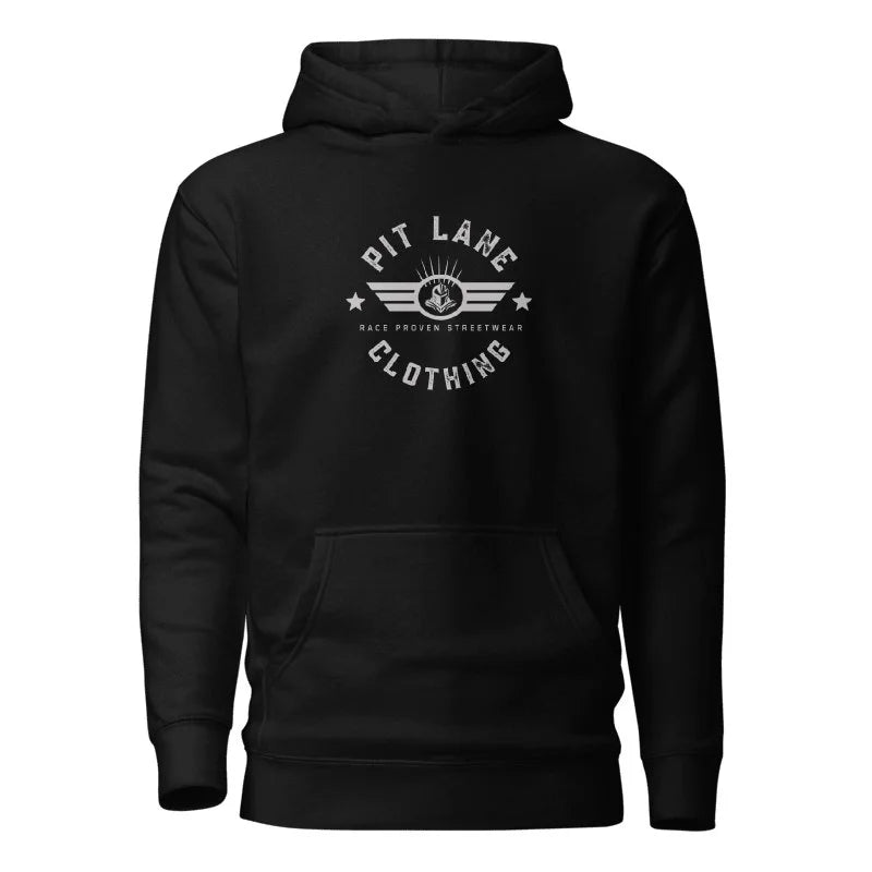 PIT LANE CLOTHING: Oversize Fleeced 'Race Proven Streetwear' Hoodie - Full carbon Black