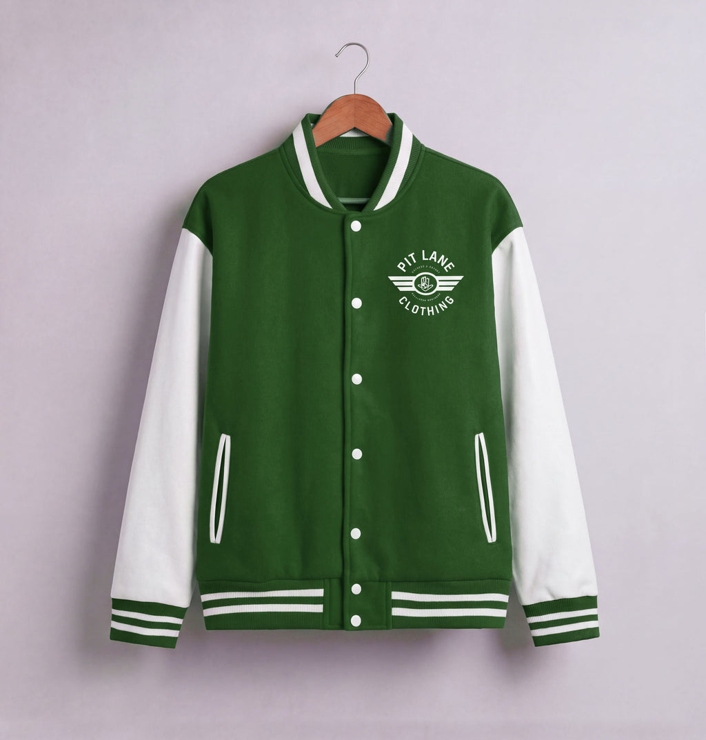 Pit Lane Clothing Fleeced Varsity Jacket - British Racing Green