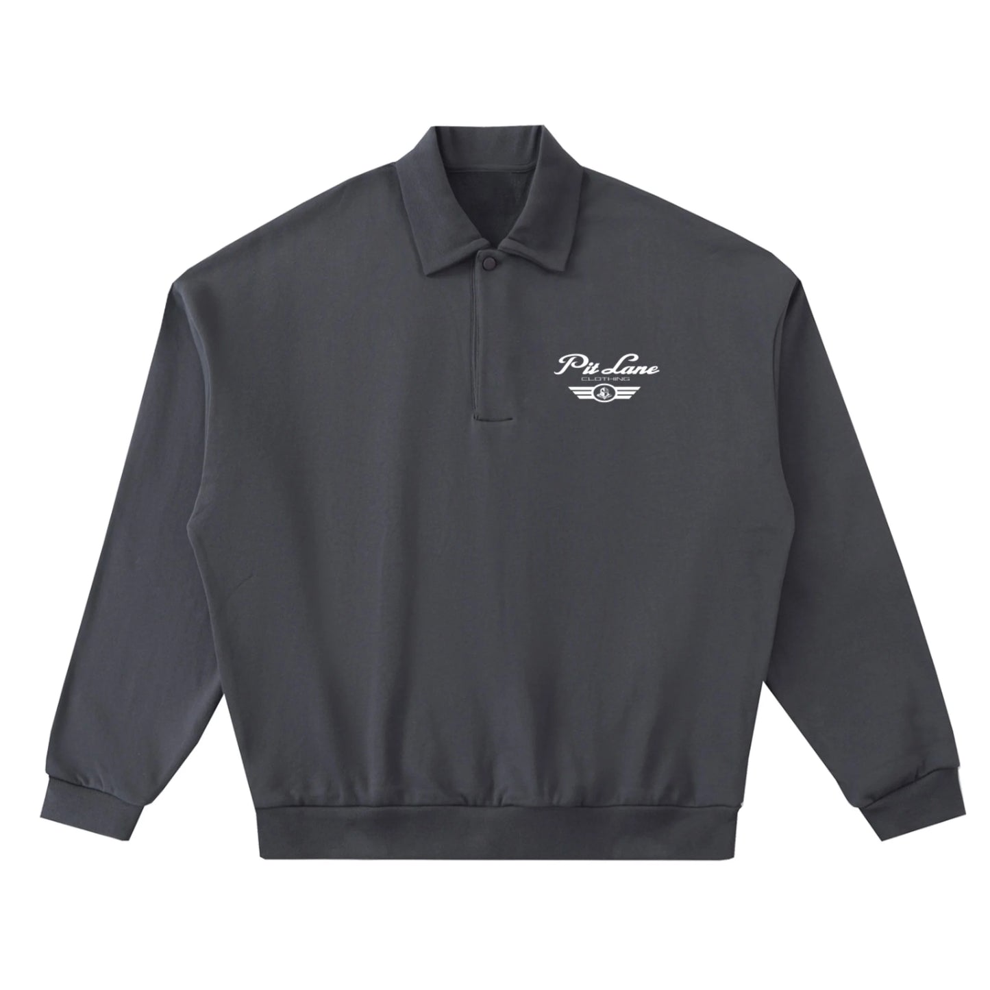 Pit Lane Clothing Heavyweight Fleece Street Polo Sweatshirt - Titanium Grey
