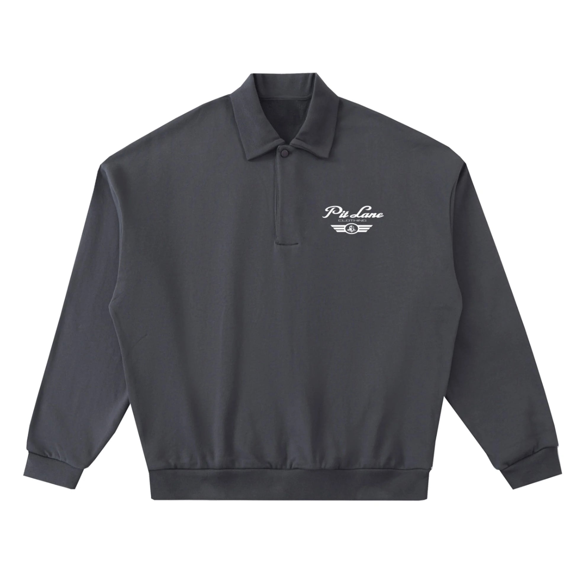 Pit Lane Clothing Heavyweight Fleece Street Polo Sweatshirt - Titanium Grey