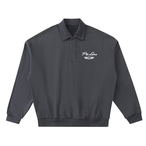 Pit Lane Clothing Heavyweight Fleece Street Polo Sweatshirt - Titanium Grey
