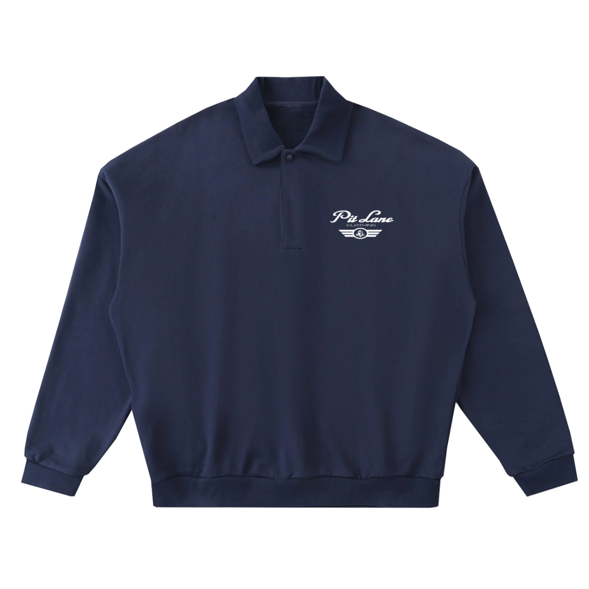Pit Lane Clothing Heavyweight Fleece Street Polo Sweatshirt - Navy