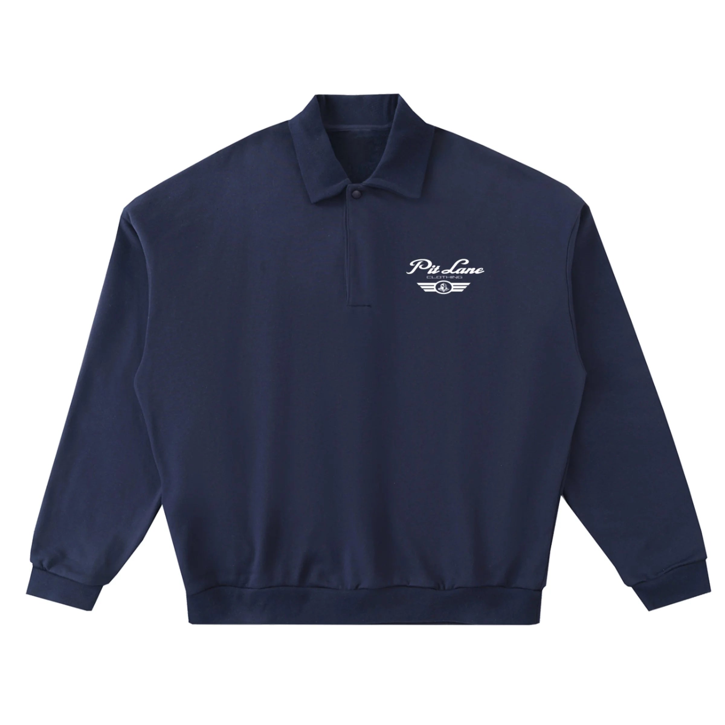 Pit Lane Clothing Heavyweight Fleece Street Polo Sweatshirt - Navy