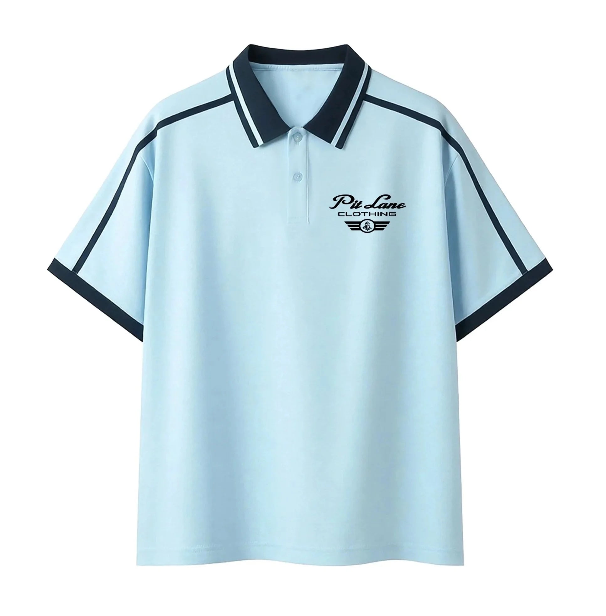 Pit Lane Clothing:  Contrast Piping Polo Shirt - Aqua