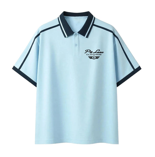 Pit Lane Clothing:  Contrast Piping Polo Shirt - Aqua