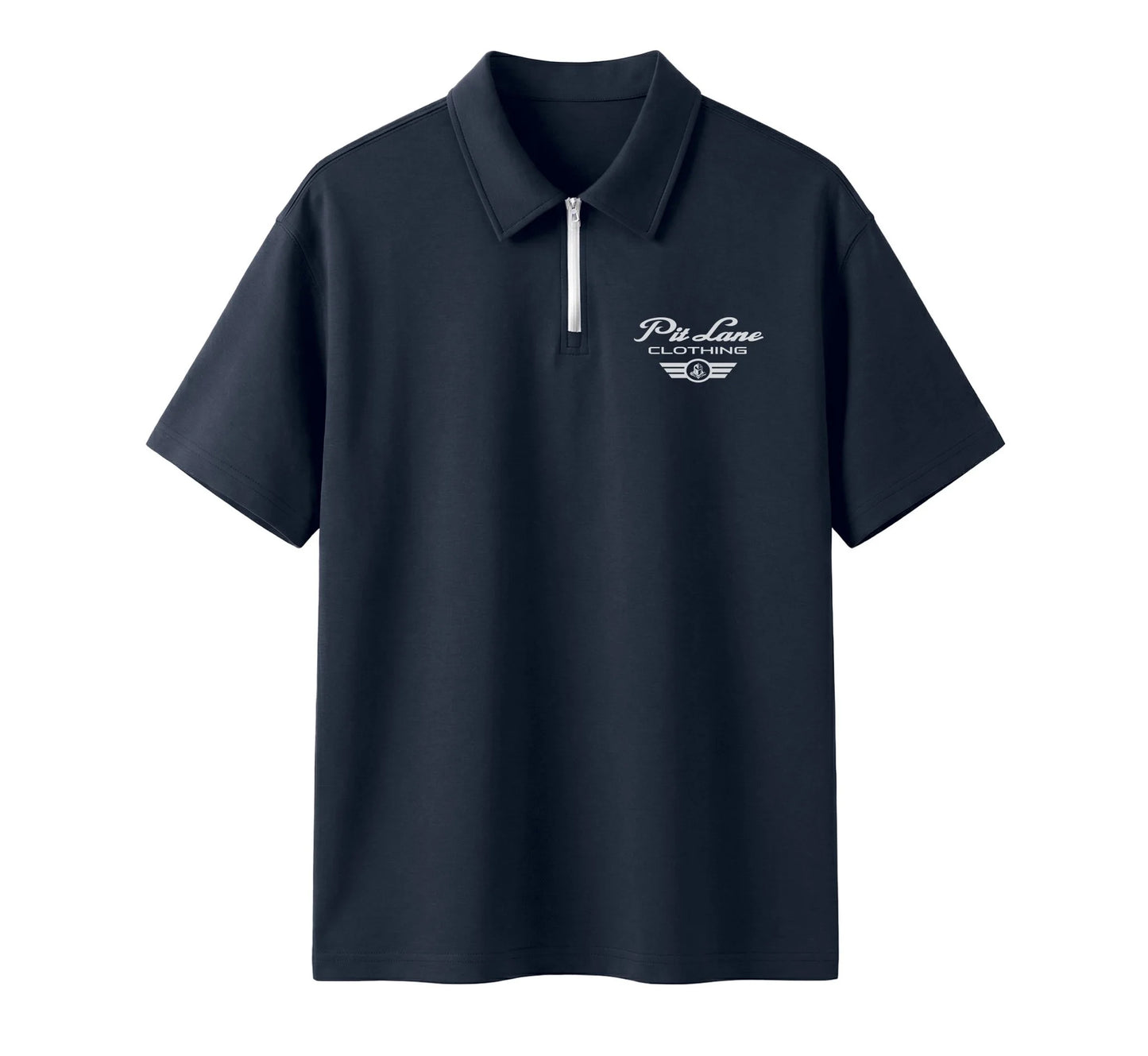 Pit Lane Clothing: Quarter-Zip Polo Shirt - Navy