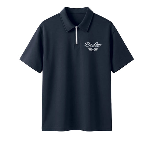 Pit Lane Clothing: Quarter-Zip Polo Shirt - Navy