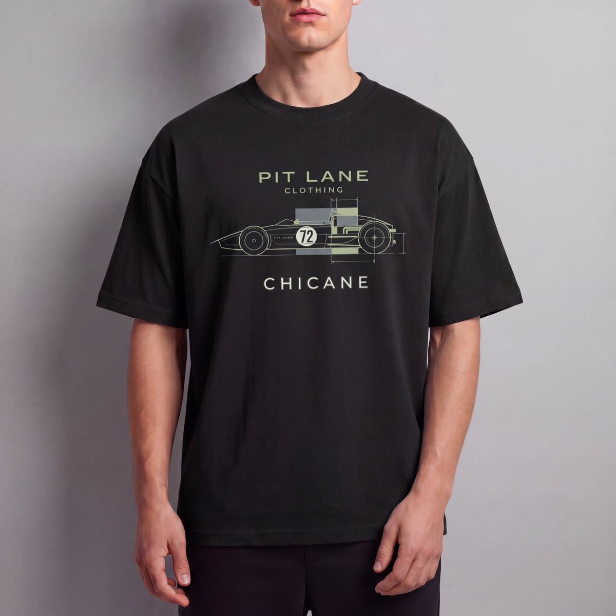 Motorsport Graphic T-Shirt – Pure Cotton – Chicane – Black | PIT LANE CLOTHING