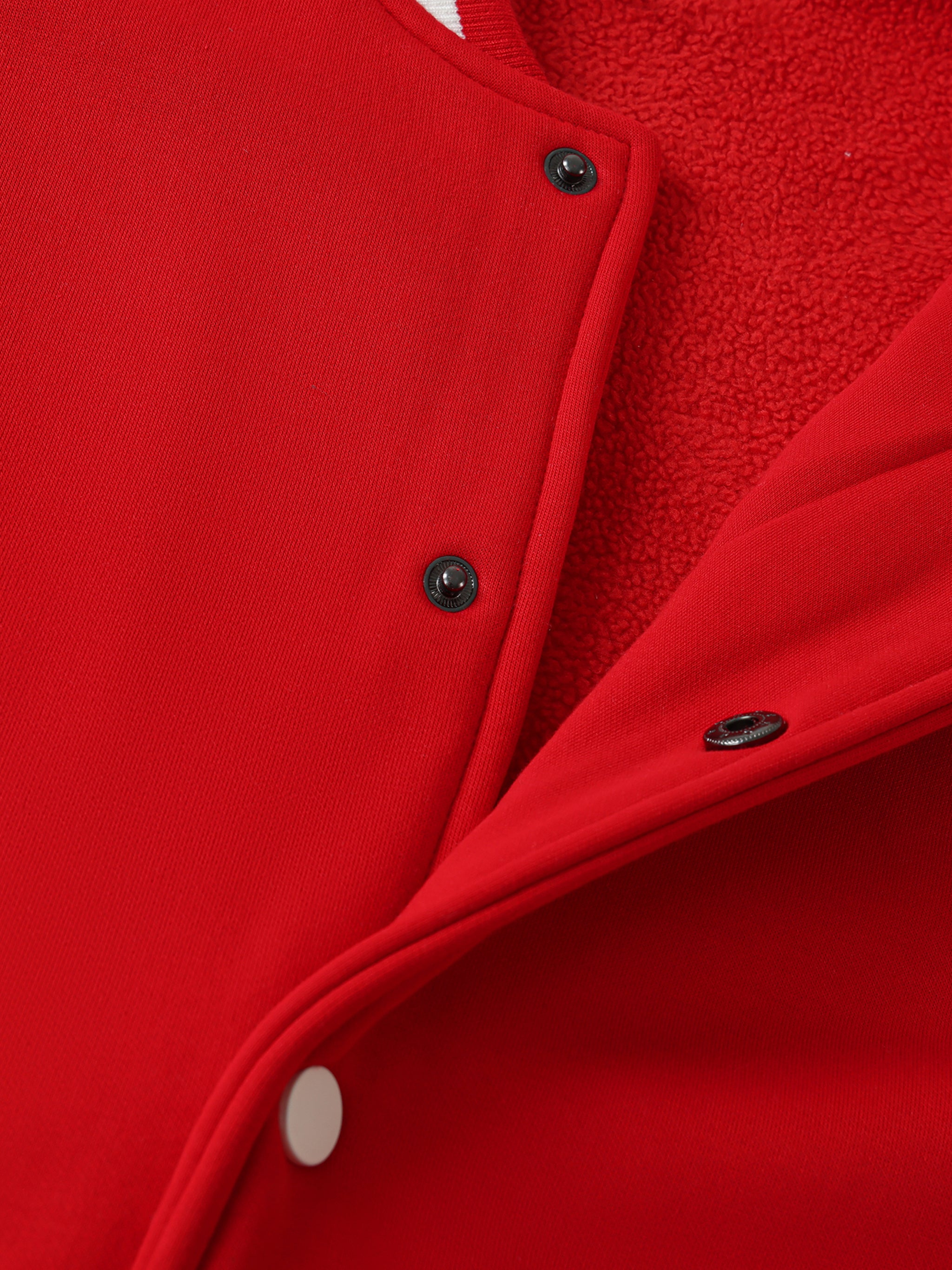 Pit Lane Clothing Fleeced Varsity Jacket - Red