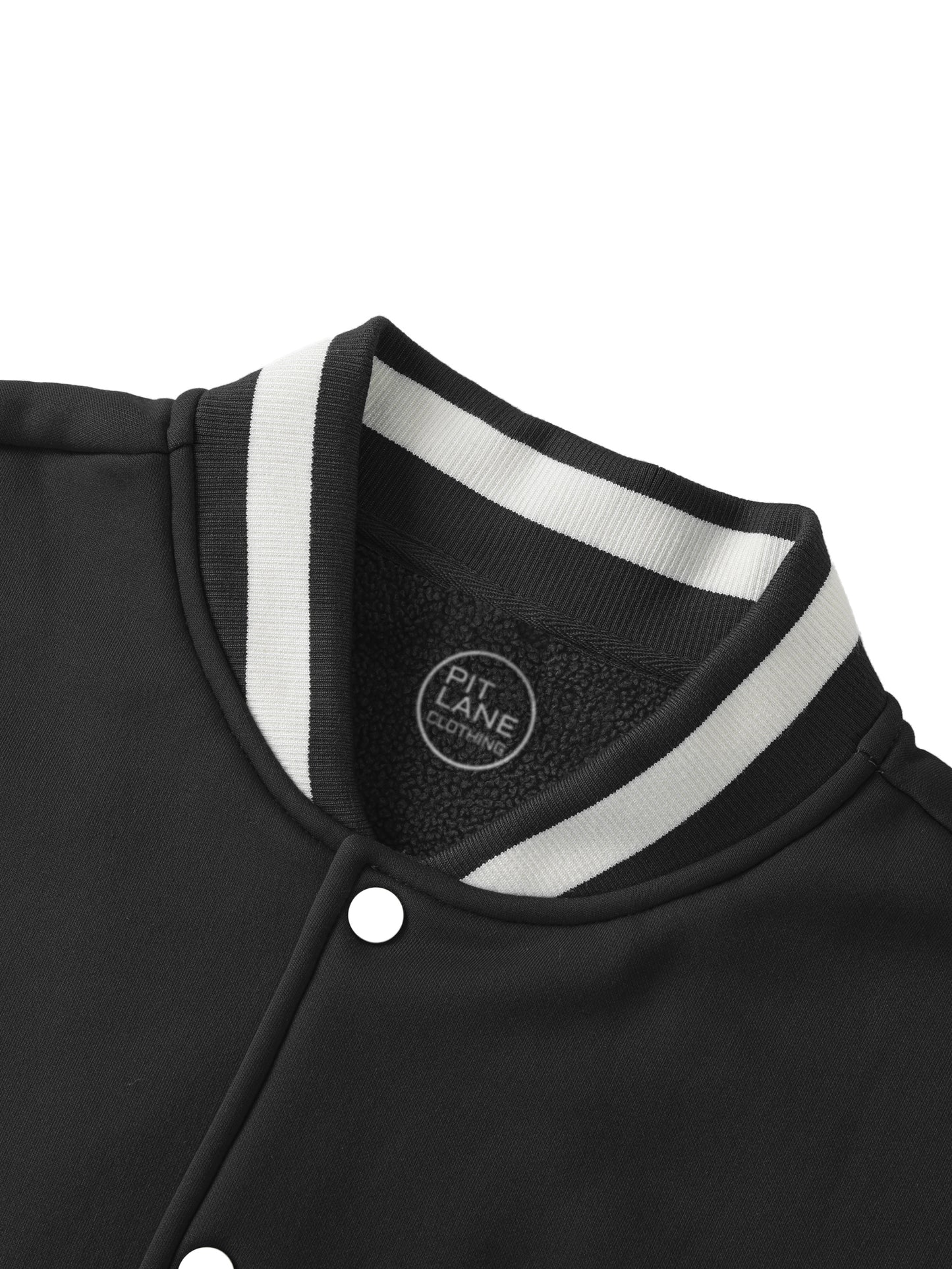 Pit Lane Clothing Fleeced Varsity Jacket - Black
